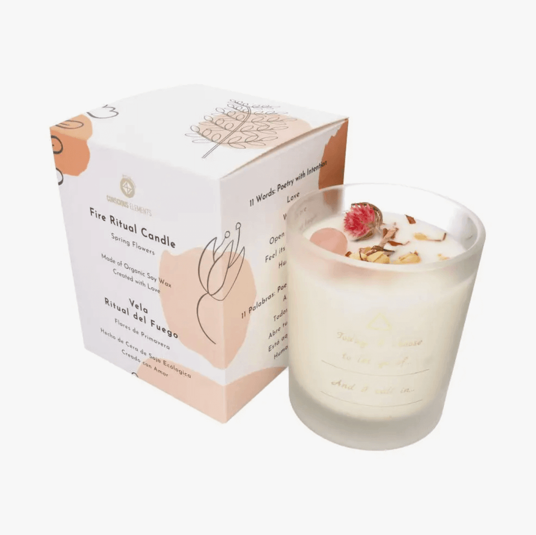 Duftkerze "Frühlingsblumen" mit Rosenquarz