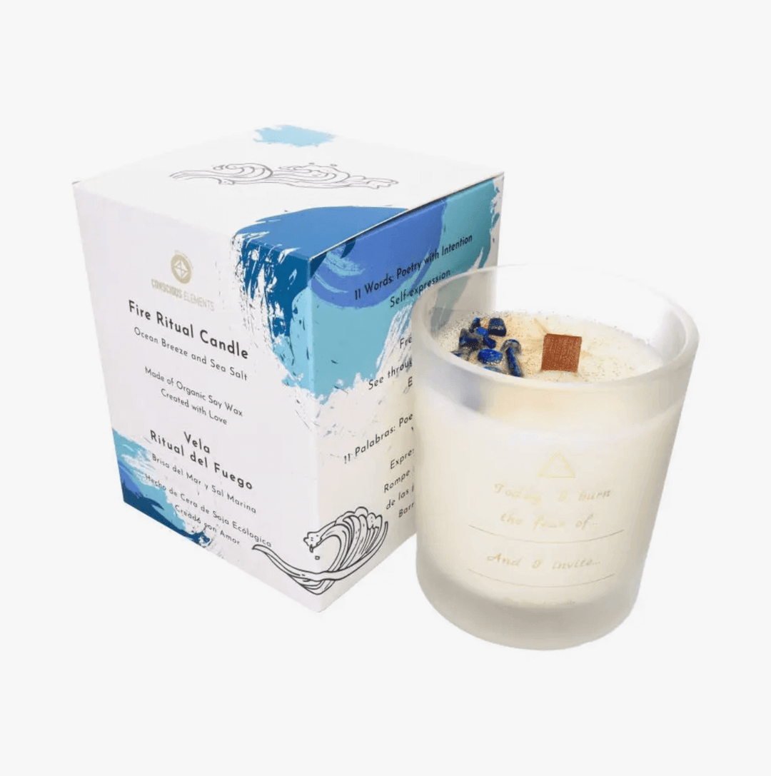 Duftkerze "Meeresbrise" mit Lapislazuli