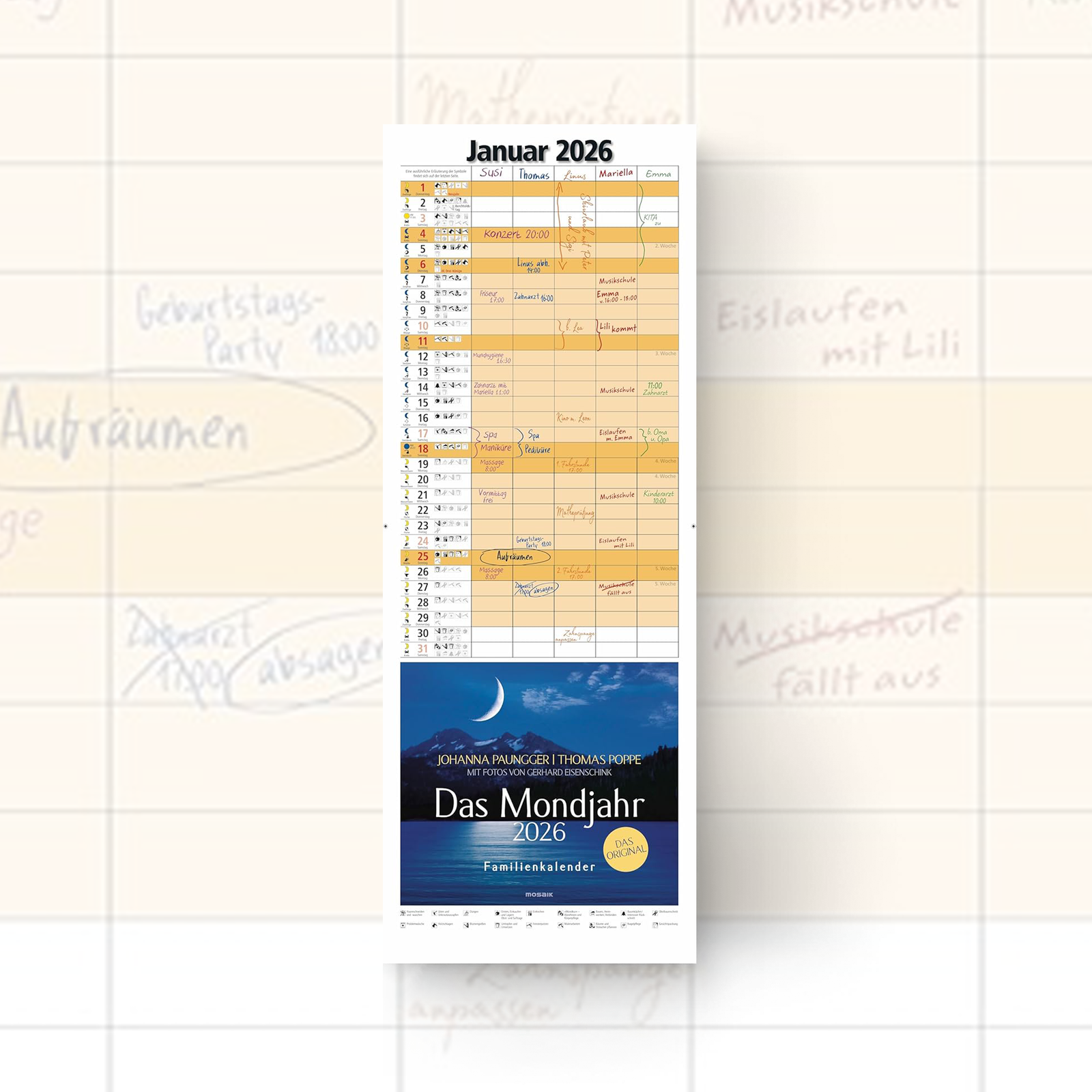 familienkalender das mondjahr 2026 mondkalender paungger poppe mondversand